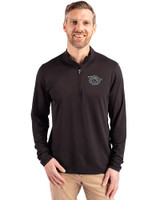 Cincinnati Bearcats College Vault Cutter & Buck Virtue Eco Pique Recycled Quarter Zip Mens Pullover Black Front