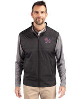 Clemson Tigers College Vault Cutter & Buck Stealth Hybrid Quilted Mens Full Zip Windbreaker Jacket Black Front