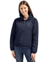 Villanova Wildcats Cutter & Buck Charter Recycled Packable Womens Full Zip Jacket Navy Blue Front