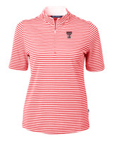 Texas Tech Red Raiders Cutter & Buck Virtue Eco Pique Stripe Recycled Womens Top RD_MANN_HG 1