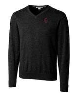 Southern Illinois Salukis College Vault Cutter & Buck Lakemont Tri-Blend Mens V-Neck Pullover Sweater Black Mannequin