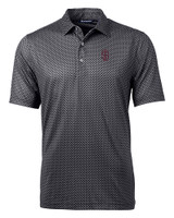 Southern Illinois Salukis College Vault Cutter & Buck Pike Banner Print Stretch Mens Polo BL_MANN_HG 