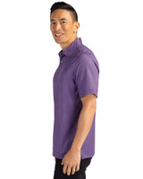East Carolina (ECU) Pirates College Vault Cutter & Buck Pike Banner Print Stretch Mens Polo College Purple Side