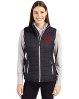 Utah Utes College Vault Cutter & Buck Rainier PrimaLoft® Womens Eco Insulated Full Zip Puffer Vest Black Front