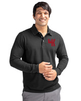 Western Kentucky Hilltoppers College Vault Cutter & Buck Advantage Eco Tri-Blend Pique Mens Big and Tall Long Sleeve Polo Black Front