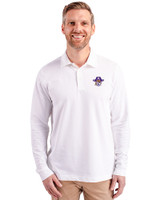 East Carolina (ECU) Pirates College Vault Cutter & Buck Advantage Eco Tri-Blend Pique Mens Big and Tall Long Sleeve Polo White Front
