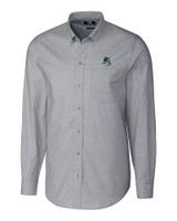 Portland State Vikings College Vault Cutter & Buck Stretch Oxford Mens Long Sleeve Dress Shirt Charcoal Mannequin