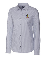 Delaware Fightin' Blue Hens College Vault Cutter & Buck Stretch Oxford Stripe Womens Long Sleeve Dress Shirt CC_MANN_HG 