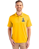 Northern Arizona Lumberjacks College Vault Cutter & Buck Prospect Eco Textured Stretch Recycled Mens Short Sleeve Polo College Gold Front