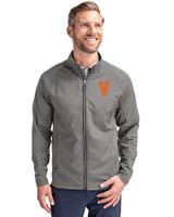 Virginia Hoos College Vault Cutter & Buck Adapt Eco Knit Hybrid Recycled Mens Full Zip Jacket Elemental Grey Front