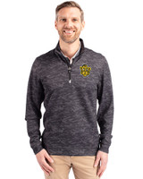 Missouri Tigers College Vault Cutter & Buck Traverse Stretch Eco Camo Print Quarter Zip Mens Big and Tall Pullover Black Front