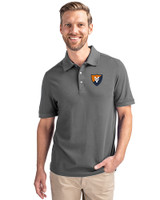 Illinois Fighting Illini College Vault Cutter & Buck Advantage Eco Tri-Blend Pique Mens Big and Tall Polo Elemental Grey Front