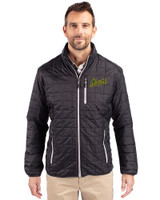 George Mason Patriots College Vault Cutter & Buck Rainier PrimaLoft® Mens Eco Insulated Full Zip Puffer Jacket Black Front
