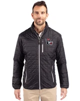 NC State Wolfpack College Vault Cutter & Buck Rainier Recycled Insulated Puffer Mens Full Zip Jacket Black Front