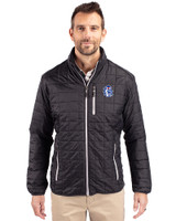 Fresno State Bulldogs College Vault Cutter & Buck Rainier PrimaLoft® Mens Eco Insulated Full Zip Puffer Jacket Black Front