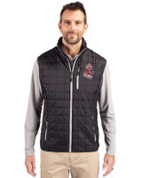 Washington State Cougars College Vault Cutter & Buck Rainier PrimaLoft® Mens Big and Tall Eco Insulated Full Zip Puffer Vest Black Front