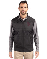 Southern Illinois Salukis College Vault Cutter & Buck Stealth Hybrid Quilted Mens Full Zip Windbreaker Jacket Black Front