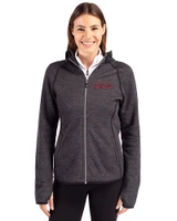 Texas Tech Red Raiders College Vault Cutter & Buck Mainsail Sweater-Knit Womens Full Zip Hooded Jacket Charcoal Heather Front