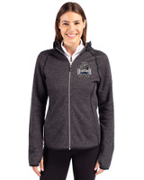 Utah State Aggies College Vault Cutter & Buck Mainsail Full Zip Hooded Womens Jacket Charcoal Heather Front