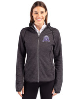 Northwestern Wildcats College Vault Cutter & Buck Mainsail Full Zip Hooded Womens Jacket Charcoal Heather Front