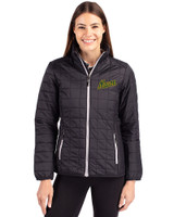 George Mason Patriots College Vault Cutter & Buck Rainier PrimaLoft®  Womens Eco Insulated Full Zip Puffer Jacket Black Front