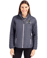 Utah State Aggies College Vault Cutter & Buck Rainier PrimaLoft®  Womens Eco Insulated Full Zip Puffer Jacket Anthracite Melange Front