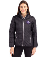 Texas Christian Horned Frogs College Vault Cutter & Buck Rainier PrimaLoft®  Womens Eco Insulated Full Zip Puffer Jacket Black Front