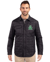 Marshall Thundering Herd College Vault Cutter & Buck Rainier PrimaLoft® Mens Big and Tall Eco Insulated Quilted Shirt Jacket Black Front