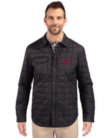 New Mexico State Aggies College Vault Cutter & Buck Rainier PrimaLoft® Mens Big and Tall Eco Insulated Quilted Shirt Jacket Black Front