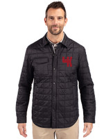 Western Kentucky Hilltoppers College Vault Cutter & Buck Rainier PrimaLoft® Mens Big and Tall Eco Insulated Quilted Shirt Jacket Black Front