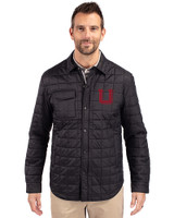 Utah Utes College Vault Cutter & Buck Rainier PrimaLoft® Mens Eco Insulated Quilted Shirt Jacket Black Front