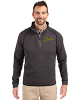 George Mason Patriots College Vault Cutter & Buck Mainsail Sweater-Knit Mens Half Zip Pullover Jacket Charcoal Heather Front