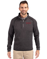 Texas Tech Red Raiders College Vault Cutter & Buck Mainsail Sweater-Knit Mens Half Zip Pullover Jacket Charcoal Heather Front