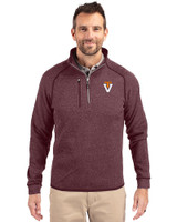Virginia Tech Hokies College Vault Cutter & Buck Mainsail Sweater-Knit Mens Half Zip Pullover Jacket Bordeaux Heather Front