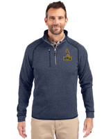 Northern Arizona Lumberjacks College Vault Cutter & Buck Mainsail Sweater-Knit Mens Half Zip Pullover Jacket Liberty Navy Heather Front