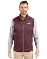 New Mexico State Aggies College Vault Cutter & Buck Mainsail Sweater-Knit Mens Full Zip Vest Bordeaux Heather Front