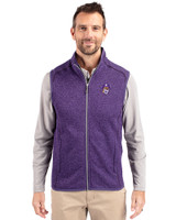 East Carolina (ECU) Pirates College Vault Cutter & Buck Mainsail Sweater-Knit Mens Full Zip Vest College Purple Heather Front
