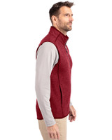 Louisville Cardinals College Vault Cutter & Buck Mainsail Sweater-Knit Mens Full Zip Vest Cardinal Red Heather Side