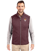 Virginia Tech Hokies College Vault Cutter & Buck Mainsail Sweater-Knit Mens Full Zip Vest Bordeaux Heather Front