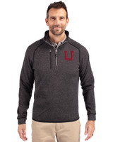 Utah Utes College Vault Cutter & Buck Mainsail Sweater-Knit Mens Big and Tall Half Zip Pullover Jacket Charcoal Heather Front
