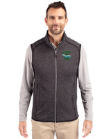 Tulane Green Wave College Vault Cutter & Buck Mainsail Sweater-Knit Mens Big and Tall Full Zip Vest Charcoal Heather Front