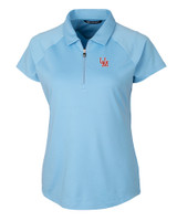 Ole Miss Rebels College Vault Cutter & Buck Forge Stretch Womens Short Sleeve Polo Atlas Light Blue Mannequin