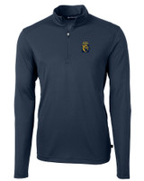 FIU Panthers College Vault Cutter & Buck Virtue Eco Pique Recycled Quarter Zip Mens Pullover NVBU_MANN_HG 