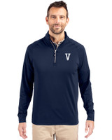 Villanova Wildcats College Vault Cutter & Buck Adapt Eco Knit Stretch Recycled Mens Big and Tall Quarter Zip Pullover Navy Blue Front