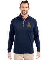Northern Arizona Lumberjacks College Vault Cutter & Buck Adapt Eco Knit Stretch Recycled Mens Big and Tall Quarter Zip Pullover Navy Blue Front