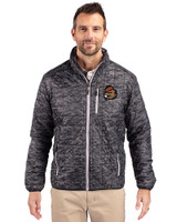 Oregon State Beavers College Vault Cutter & Buck Rainier PrimaLoft® Mens Eco Insulated Full Zip Printed Puffer Jacket Black Front