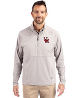 Ole Miss Rebels College Vault Cutter & Buck Adapt Eco Knit Hybrid Recycled Mens Quarter Zip Polished Medium Gray Front