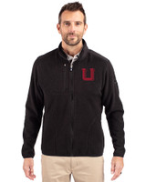 Utah Utes College Vault Cutter & Buck Cascade Eco Fleece Mens Full Zip Jacket Black Front