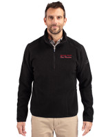 Texas Tech Red Raiders College Vault Cutter & Buck Cascade Eco Sherpa Fleece Mens Big & Tall Quarter Zip Jacket Black Front