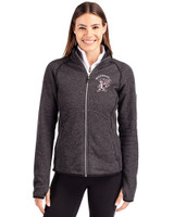 Mississippi State Bulldogs Vintage Cutter & Buck Mainsail Sweater-Knit Womens Full Zip Jacket Charcoal Heather Front